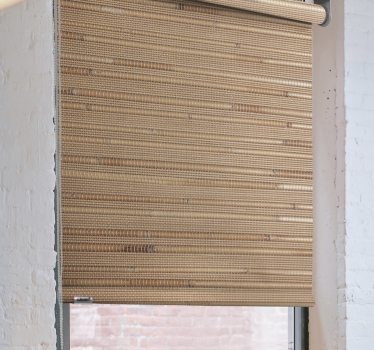 Cortinas de rolo rústicas de pranchas marrom claro listradas - TenStickers