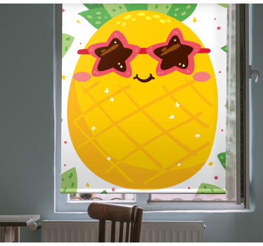 Abacaxi com óculos de sol rosa cortina de rolo de frutas e vegeta - TenStickers
