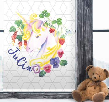 Cabeça de unicórnio sobre azulejos hexagonais crianças estors - TenStickers