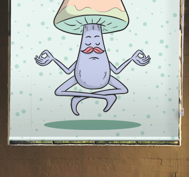 Cartoon cogumelo meditando a cortina da janela da cozinha - TenStickers