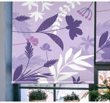 Cortina de rolo com padrão de flor roxa - TenStickers