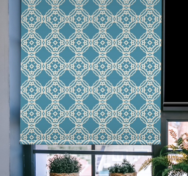 Cortina de rolo com padrão vintage antigo em azul e branco na sal - TenStickers