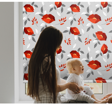 Cortina de rolo de flor de papoulas vermelhas flutuantes - TenStickers
