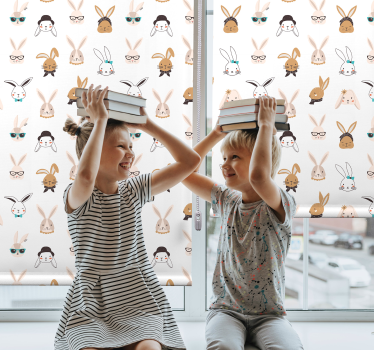 Cortina de rolo nórdica com padrão de coelho - TenStickers