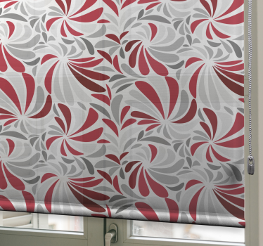 Cortinas de rolo clássicas de flores cinza e vermelhas - TenStickers