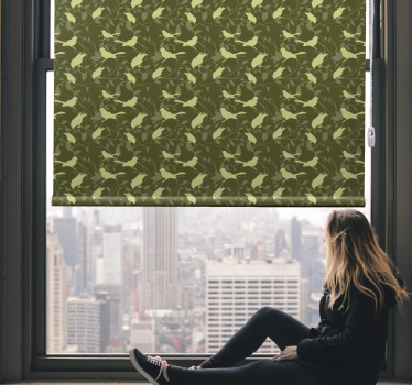 Cortinas de rolo clássicas de pássaros verdes estilo vitoriano - TenStickers
