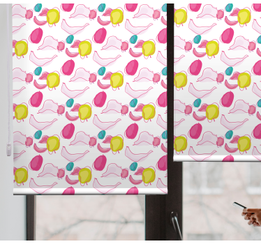 Cortinas de rolo com motivos geométricos coloridos para frutas e  - TenStickers