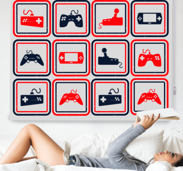 Cortinas de rolo geek controles cinza retrô - TenStickers
