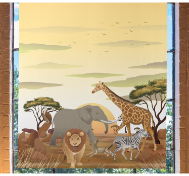 Desenho africano paisagem animal estor - TenStickers