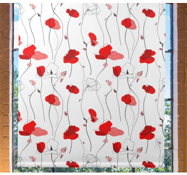 Desenho de cortinas de rolo de flores de papoula - TenStickers