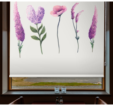 Desenhos de flores roxas cortinas de rolo de flores - TenStickers