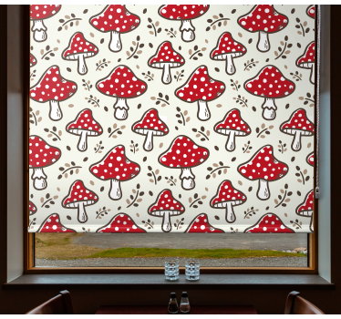 estor de cozinha moderna com padrão de cogumelo colorido - TenStickers