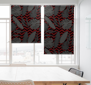 Estore de rolo sala de jantar folhas tropicais em ziguezague - TenStickers