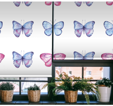Estore de rolo borboleta asas azuis e rosas - TenStickers