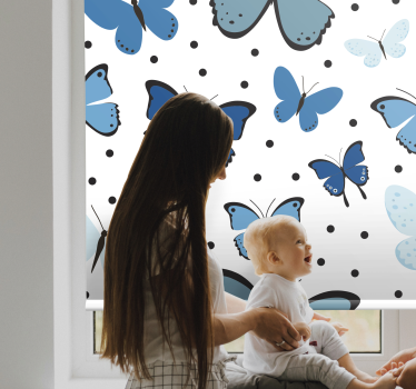 Estore de rolo borboleta azul esvoaçante e pontos - TenStickers