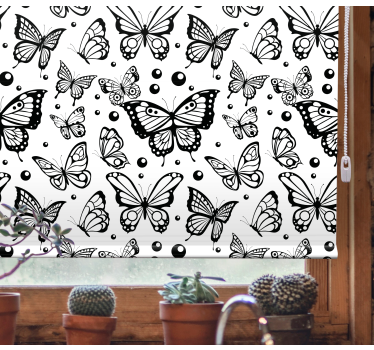 Estore de rolo borboleta esvoaçando preto e branco - TenStickers