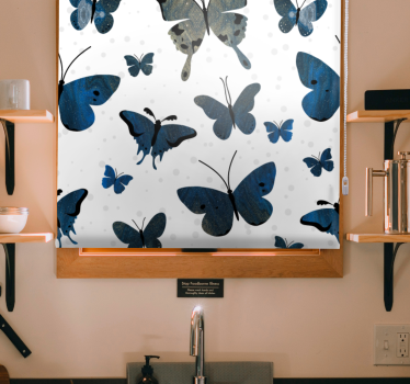 Estore de rolo borboleta inspiração de padrão azul e bege - TenStickers