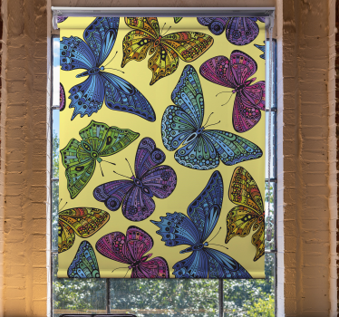 Estore de rolo borboleta fundo amarelo - TenStickers