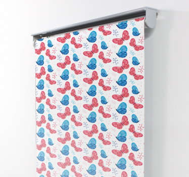 Estore de rolo borboleta cores azul e vermelho - TenStickers