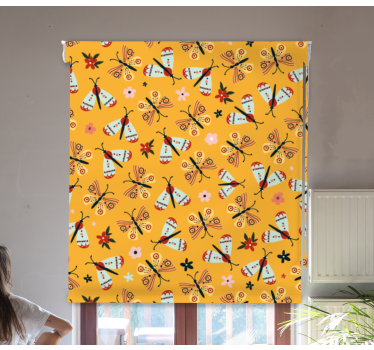 Estore de rolo borboleta design tradicional amarelo - TenStickers