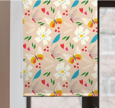 Estore de rolo borboleta padrão floral bege - TenStickers