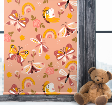 Estore de rolo borboleta padrão rosa esvoaçante - TenStickers