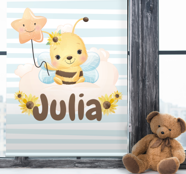 Estore de rolo infantil abelha fofa com nome - TenStickers