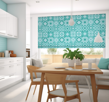 Estore de rolo cozinha azulejos clássicos turquesa - TenStickers