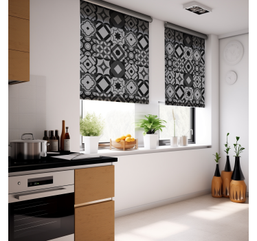 Estore de rolo cozinha telhas pretas - TenStickers