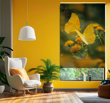 Estore de rolo borboleta asas amarelas realistas - TenStickers