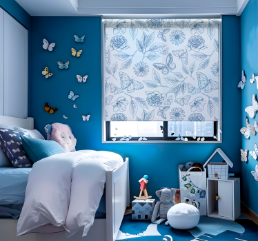 Estore de rolo borboleta desenho floral - TenStickers