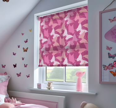 Estore de rolo borboleta fundo rosa - TenStickers