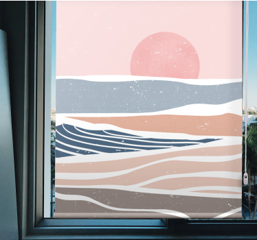 Estore de rolo vintage ondas serenas do pôr do sol - TenStickers