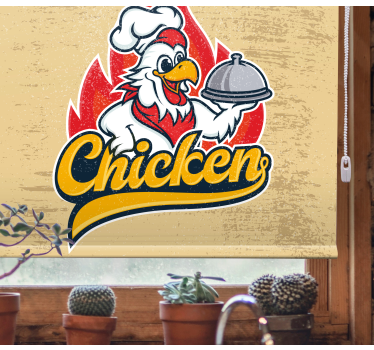 Estore de rolo para cozinha chef servindo frango - TenStickers