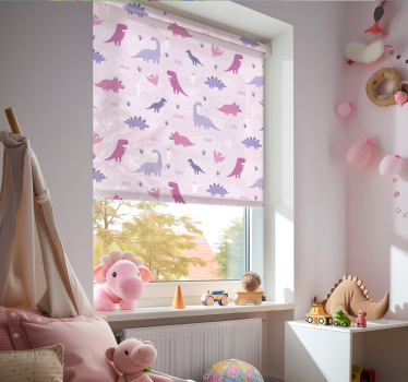 Estore de rolo de dinossauros fundo rosa - TenStickers