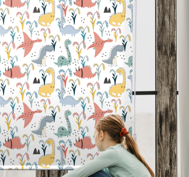 Estore de rolo dinossauros padrão colorido escandinavo - TenStickers