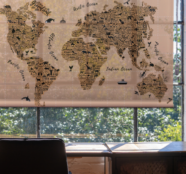 Estore de rolo do mapa mundial marcos icônicos - TenStickers