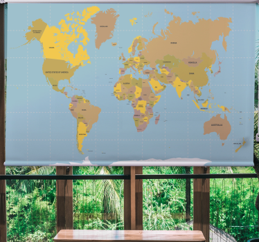 Estore de rolo do mapa mundial bege político - TenStickers