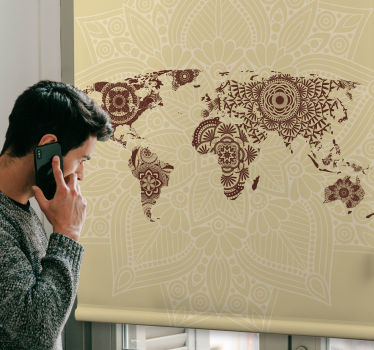 Estore de rolo do mapa mundial tapeçaria mundial de mandala - TenStickers