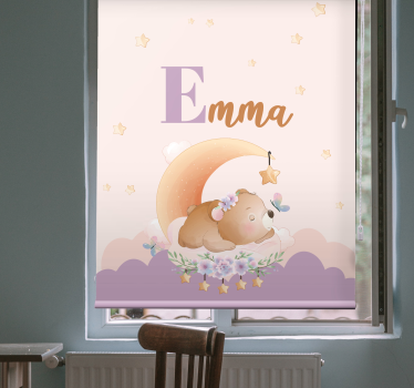 Estore de rolo infantil urso dormindo com nome - TenStickers