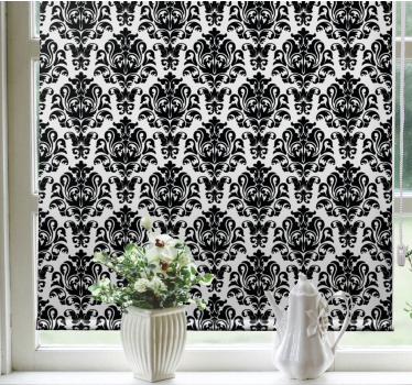 Estores de rolo clássicos padrão floral preto e branco - TenStickers