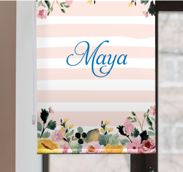Estore de rolo florais com padrão listrado personalizado - TenStickers