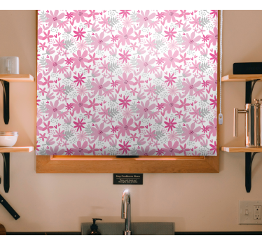 Estore de rolo para cozinha padrão de flores rosa - TenStickers