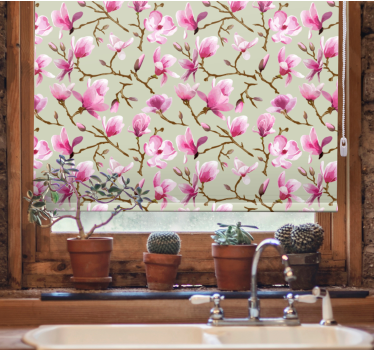 Estore de rolo para cozinha flor de mangólia rosa - TenStickers