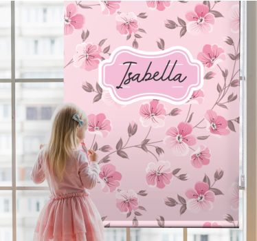 Estore de rolo infantil flores de cerejeira com nome - TenStickers