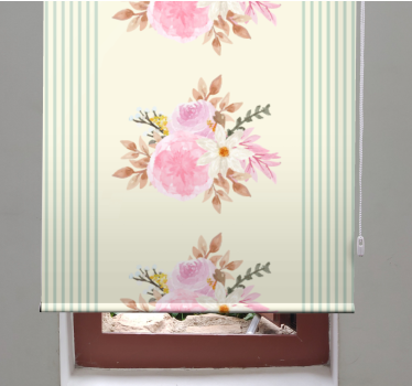 Estore de rolo flores e plantas padrão listrado francês - TenStickers
