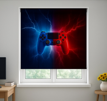 Estore de rolo frikis controlador elétrico vermelho azul - TenStickers