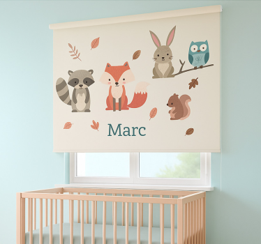 Estore de rolo infantil animais da floresta com nome - TenStickers