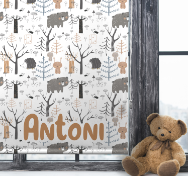 Estore de rolo infantil animais nórdicos com nome - TenStickers