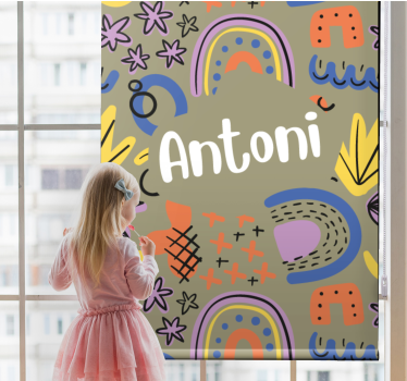 Estore de rolo infantil arco-íris geométricos com nome - TenStickers